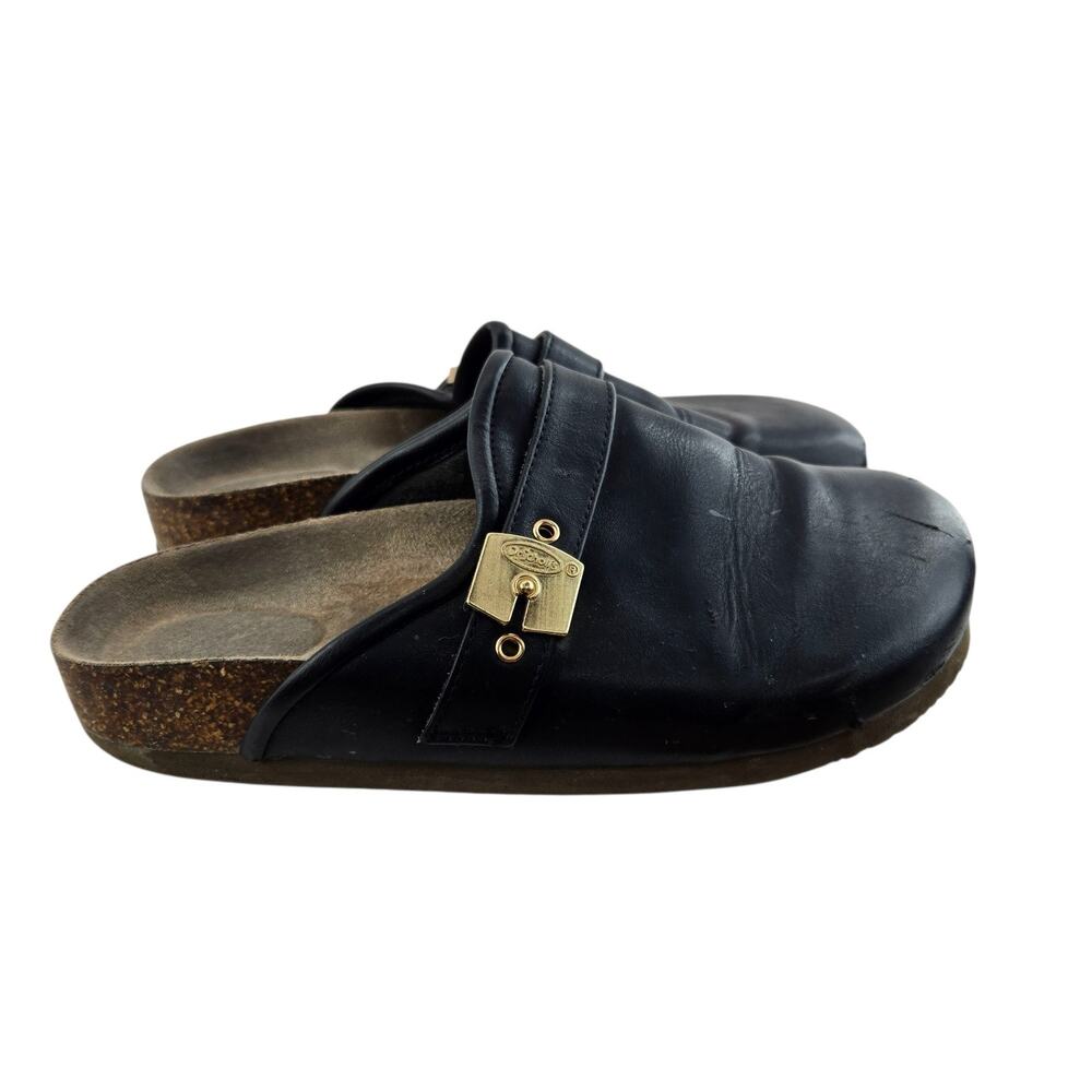 Dr Scholl's Clogs Womens 7 M Black Vegan Leather Slip On Gorpcore Comfort Casual